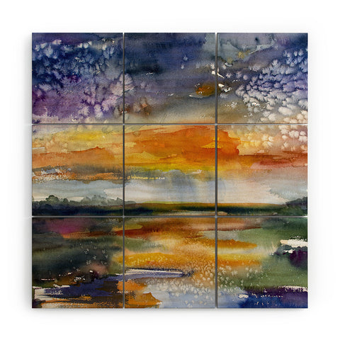Ginette Fine Art Wetland Sunset Wood Wall Mural