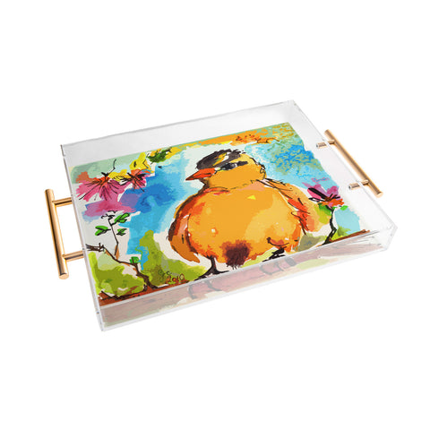 Ginette Fine Art Yellow Bird Acrylic Tray