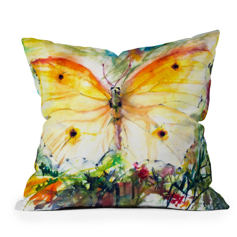 Ginette Fine Art Yellow Butterfly Outdoor Throw Pillow