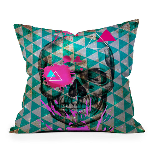 Ginger Pigg Neon Skull Outdoor Throw Pillow
