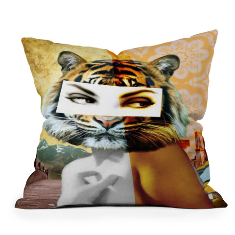 Ginger Pigg Whats New Pussy Cat Outdoor Throw Pillow