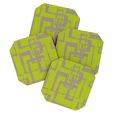 Gneural Broken Pipes Lime Coaster Set