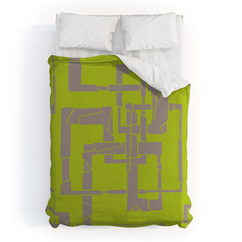 Gneural Broken Pipes Lime Duvet Cover
