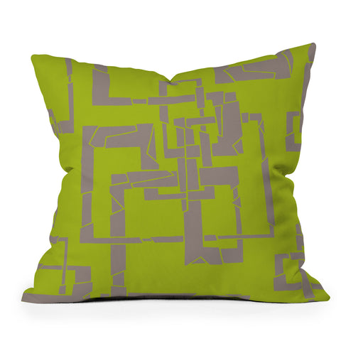 Gneural Broken Pipes Lime Outdoor Throw Pillow