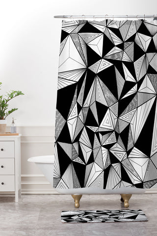 Gneural Optical Hypnosis Illusion Black Shower Curtain And Mat