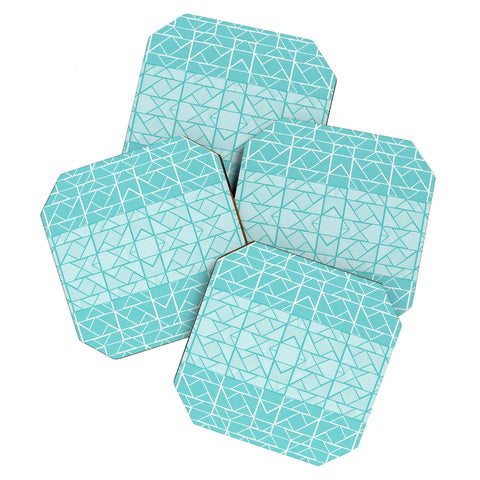 Gneural Shifting Pyramids Cyan Coaster Set