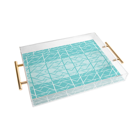 Gneural Shifting Pyramids Cyan Acrylic Tray