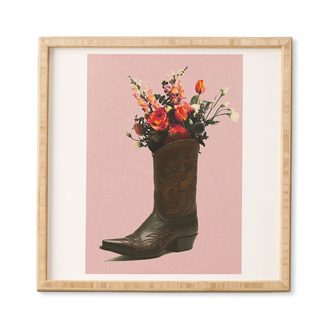gnomeapple A Cowboy Boot With Spring Bouqet Framed Wall Art