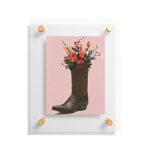 gnomeapple A Cowboy Boot With Spring Bouqet Floating Acrylic Print
