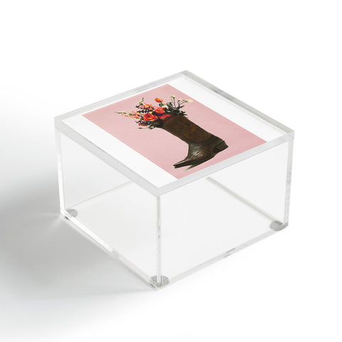 gnomeapple A Cowboy Boot With Spring Bouqet Acrylic Box