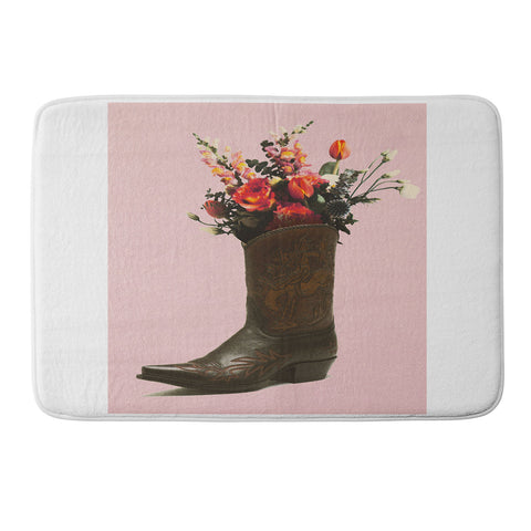 gnomeapple A Cowboy Boot With Spring Bouqet Memory Foam Bath Mat