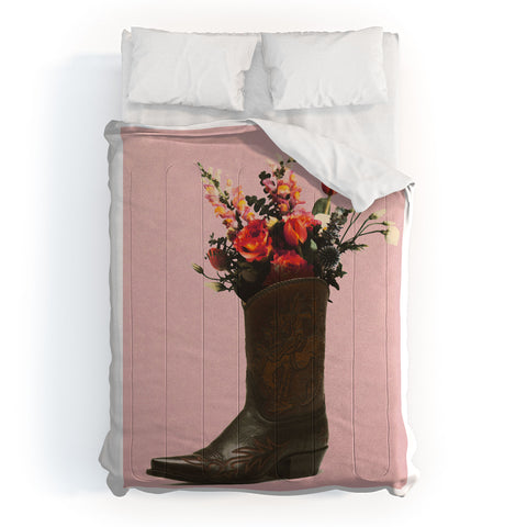 gnomeapple A Cowboy Boot With Spring Bouqet Comforter