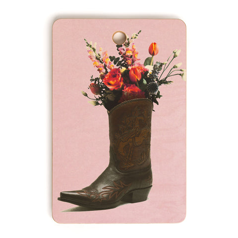 gnomeapple A Cowboy Boot With Spring Bouqet Cutting Board Rectangle