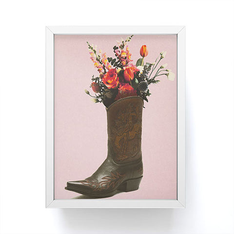 gnomeapple A Cowboy Boot With Spring Bouqet Framed Mini Art Print