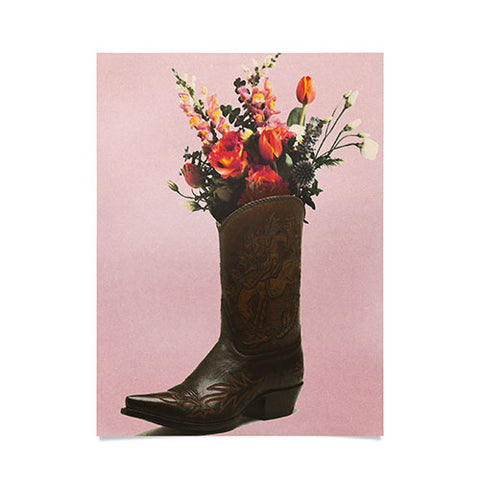 gnomeapple A Cowboy Boot With Spring Bouqet Poster