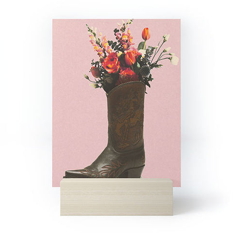 gnomeapple A Cowboy Boot With Spring Bouqet Mini Art Print
