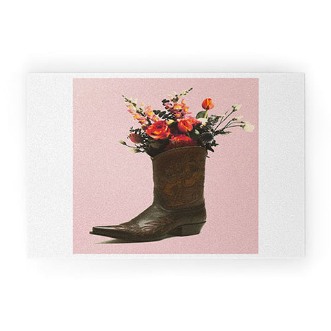 gnomeapple A Cowboy Boot With Spring Bouqet Welcome Mat