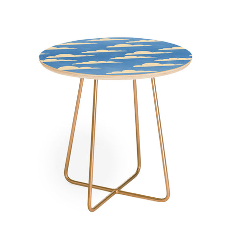 gnomeapple cartoony clouds Round Side Table