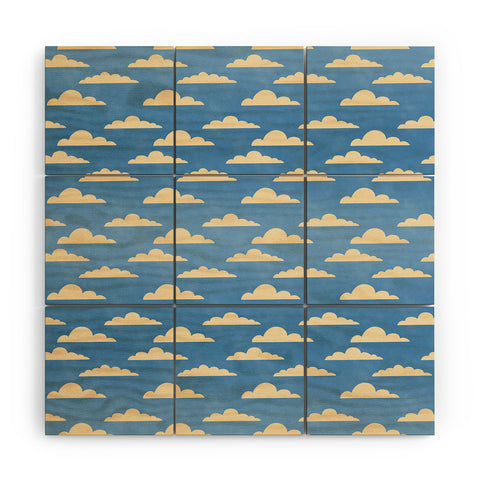 gnomeapple cartoony clouds Wood Wall Mural