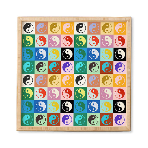 gnomeapple Checkered Yin Yang Pattern Framed Wall Art