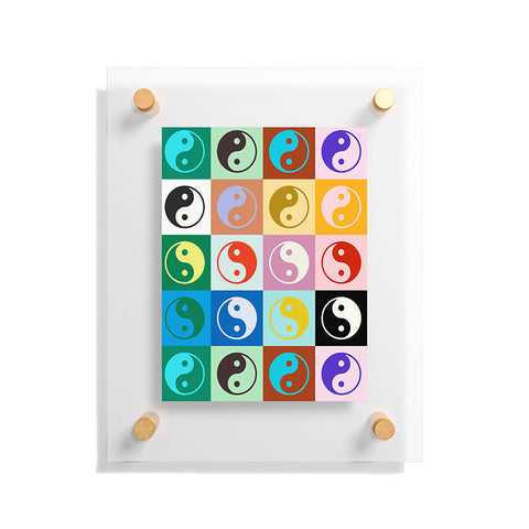 gnomeapple Checkered Yin Yang Pattern Floating Acrylic Print