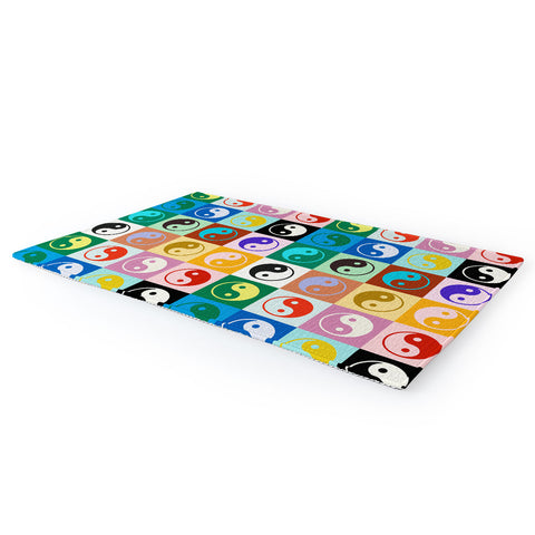 gnomeapple Checkered Yin Yang Pattern Area Rug