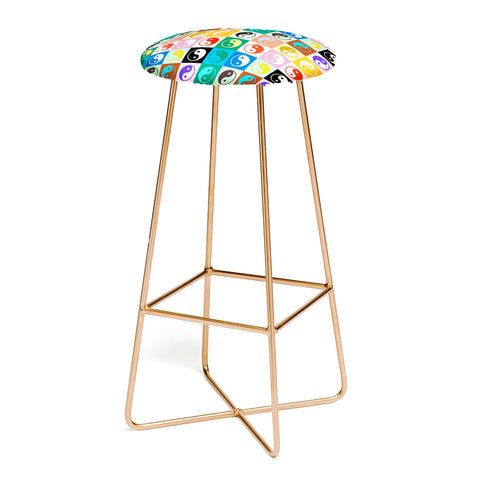 gnomeapple Checkered Yin Yang Pattern Bar Stool