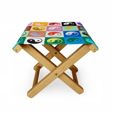 gnomeapple Checkered Yin Yang Pattern Folding Stool