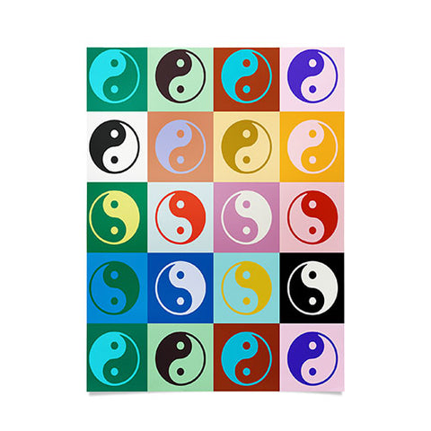 gnomeapple Checkered Yin Yang Pattern Poster