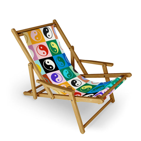 gnomeapple Checkered Yin Yang Pattern Sling Chair