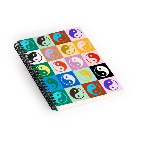 gnomeapple Checkered Yin Yang Pattern Spiral Notebook