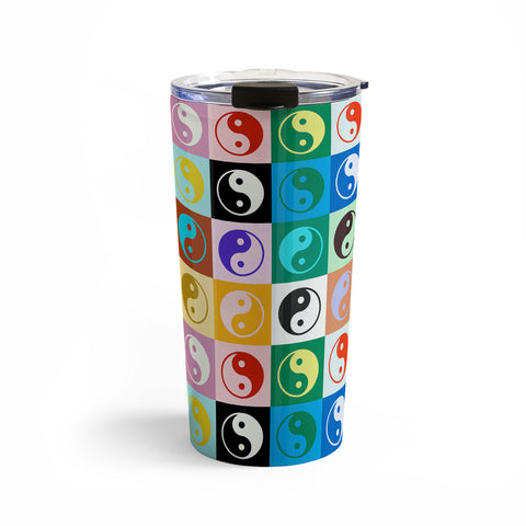 gnomeapple Checkered Yin Yang Pattern Travel Mug