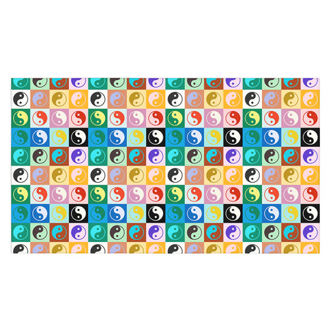 gnomeapple Checkered Yin Yang Pattern Tablecloth