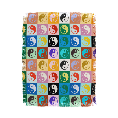gnomeapple Checkered Yin Yang Pattern Throw Blanket