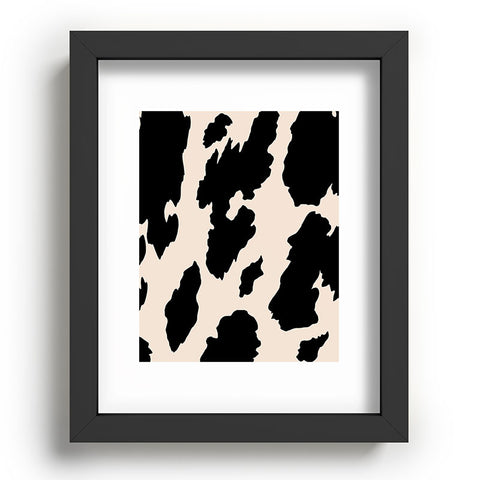 gnomeapple Cow Print Light Beige Black Recessed Framing Rectangle
