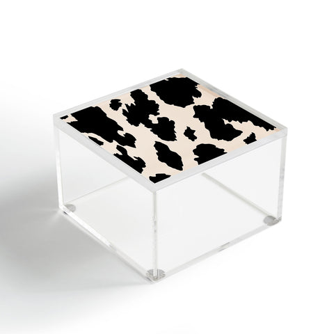 gnomeapple Cow Print Light Beige Black Acrylic Box