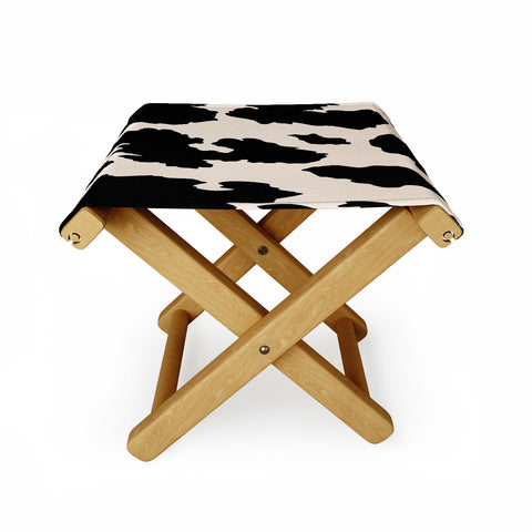 gnomeapple Cow Print Light Beige Black Folding Stool