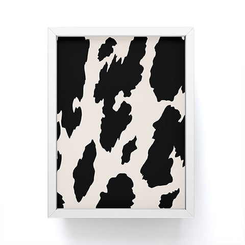 gnomeapple Cow Print Light Beige Black Framed Mini Art Print