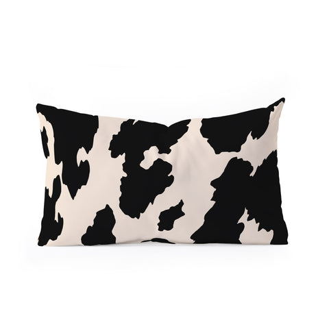 gnomeapple Cow Print Light Beige Black Oblong Throw Pillow