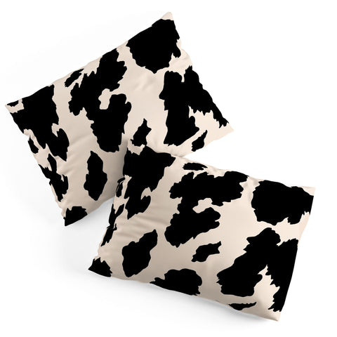 gnomeapple Cow Print Light Beige Black Pillow Shams