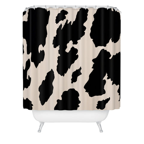 gnomeapple Cow Print Light Beige Black Shower Curtain