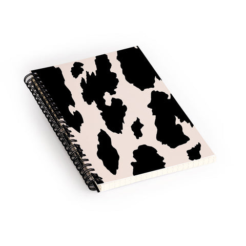 gnomeapple Cow Print Light Beige Black Spiral Notebook