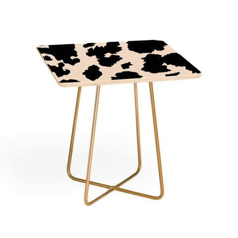 gnomeapple Cow Print Light Beige Black Side Table