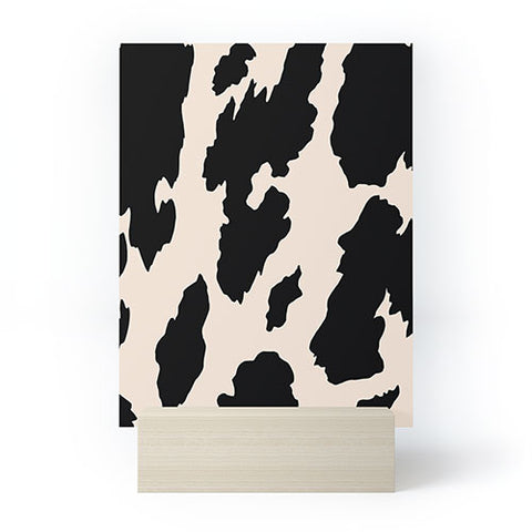 gnomeapple Cow Print Light Beige Black Mini Art Print