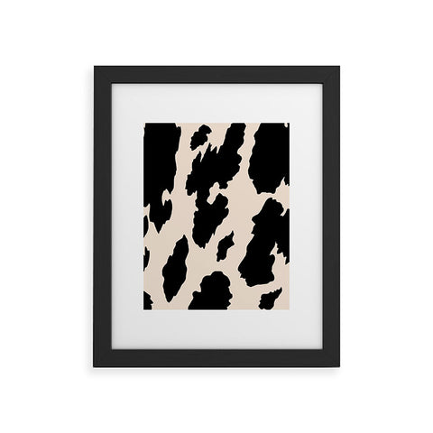 gnomeapple Cow Print Light Beige Black Framed Art Print