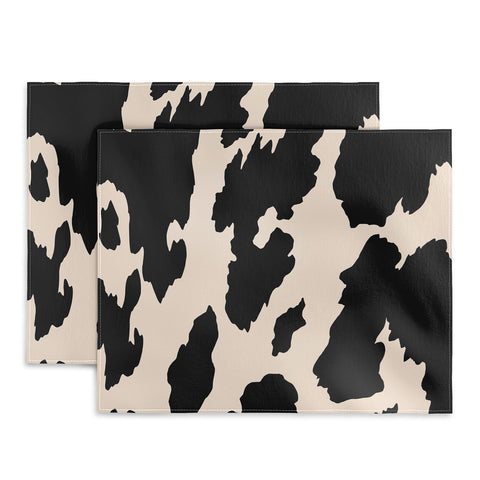 gnomeapple Cow Print Light Beige Black Placemat