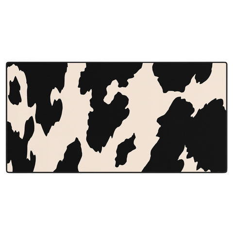 gnomeapple Cow Print Light Beige Black Desk Mat