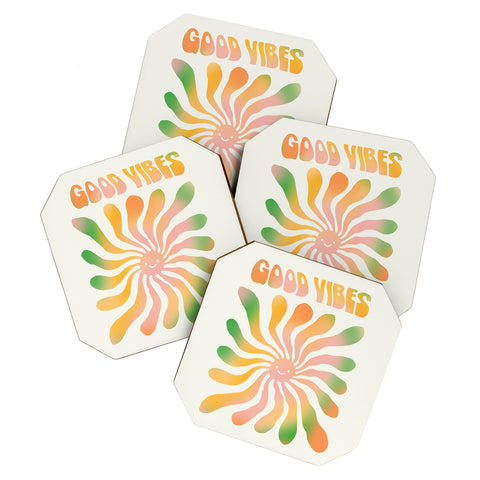 gnomeapple Good Vibes Cute Sunshine Coaster Set