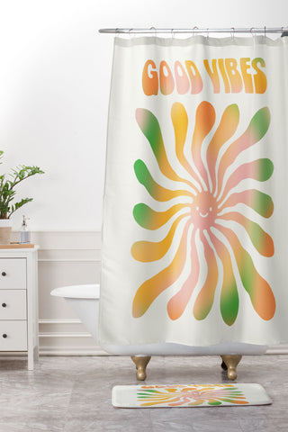 gnomeapple Good Vibes Cute Sunshine Shower Curtain And Mat