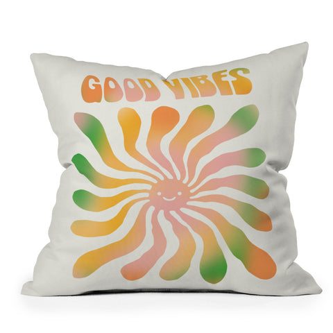 gnomeapple Good Vibes Cute Sunshine Throw Pillow